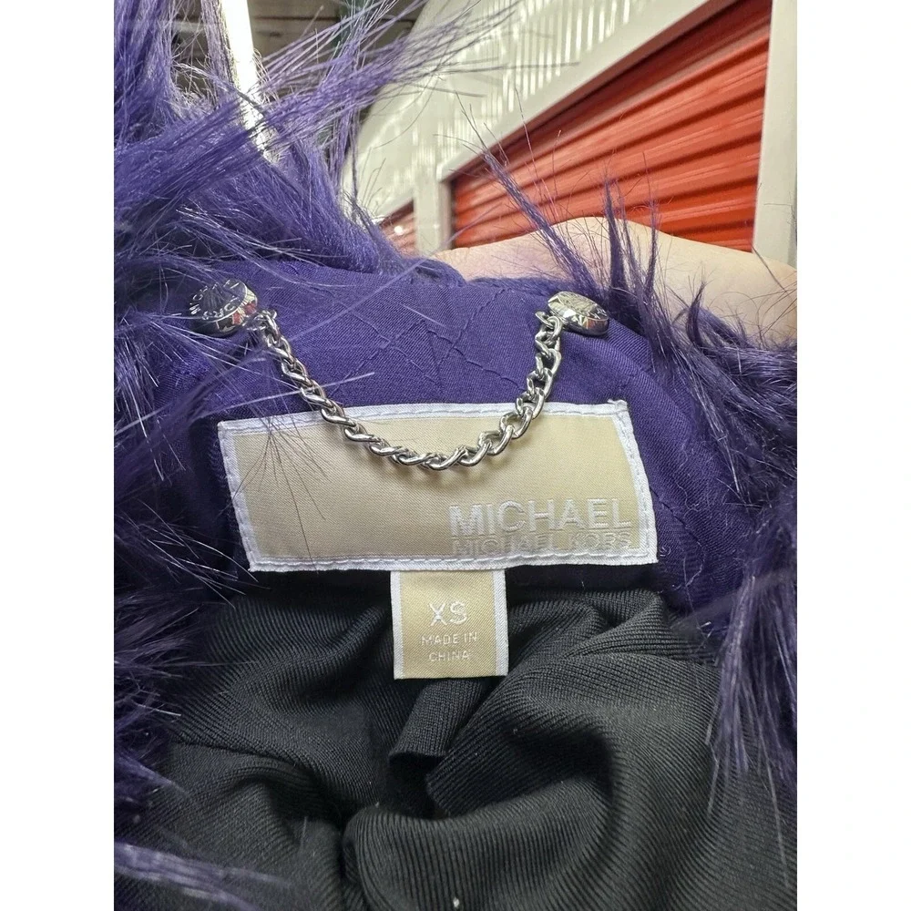 MICHAEL KORS Oversized‎ Belted Faux fur coat Purple Jacket - Size XS